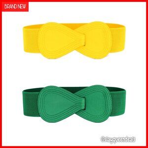 Plus Size Elastic Waist Belt Faux Leather 8-Shaped Buckle Accessory